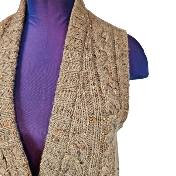 Vintage 50s Peck & Peck‎ Tan Flecked Cable Knit Sweater Vest Size Medium V20 - Picture 2 of 8